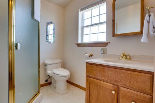 Apartment bath with shower.