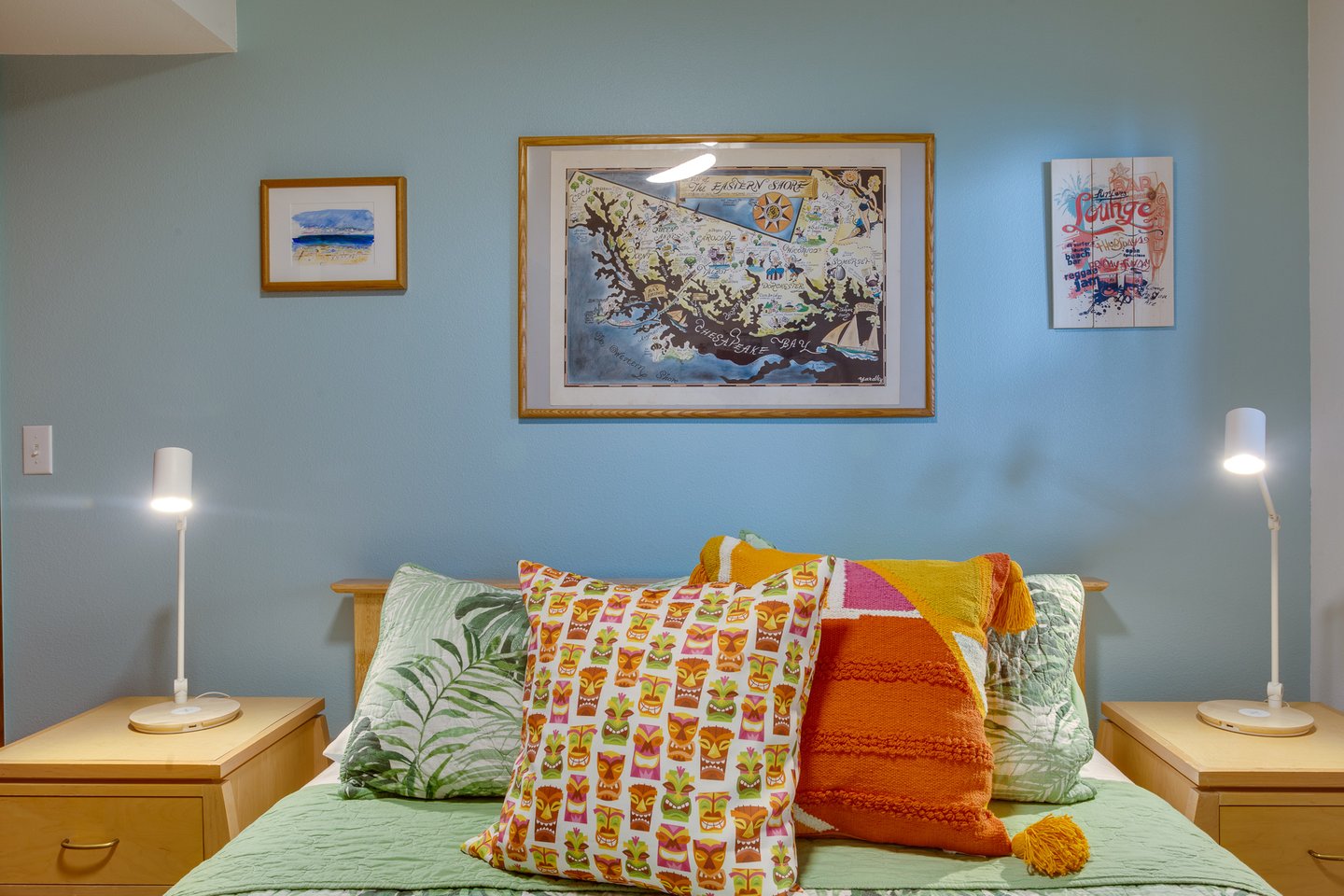 Catch the beach vibe in this cozy room.