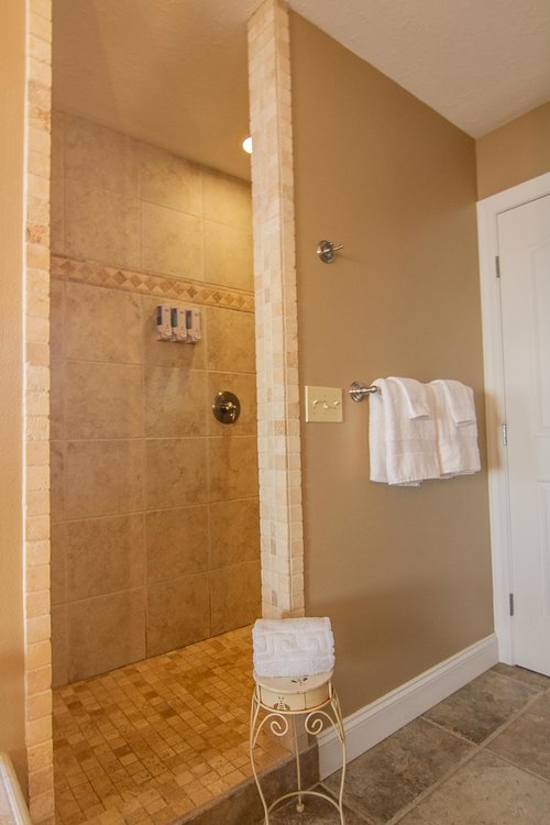 A beautiful walk-in shower.