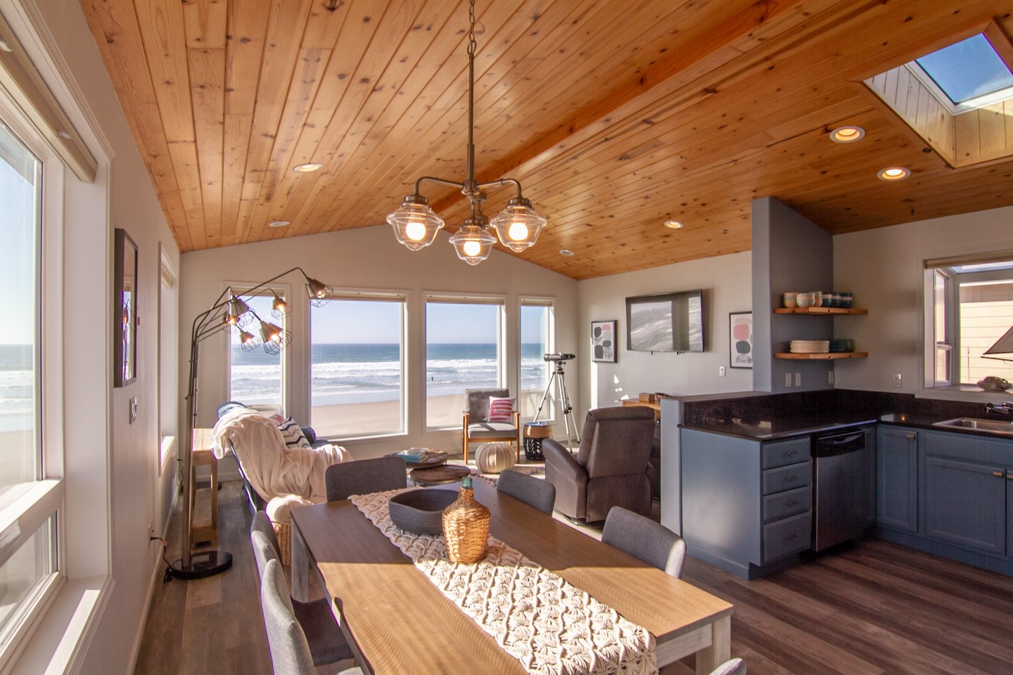 The open concept upstairs is sunny and bright.