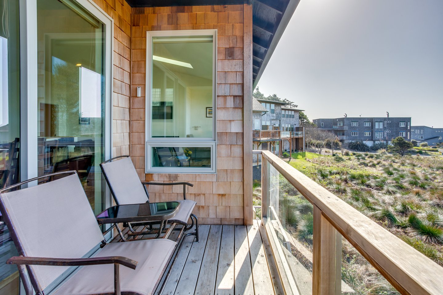 Start your day with coffee on the deck off the living room.