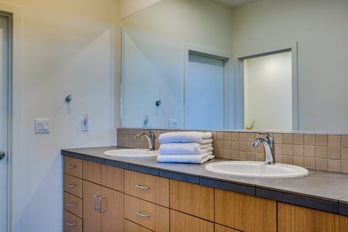 The double vanity in the master en suite has plenty of space.