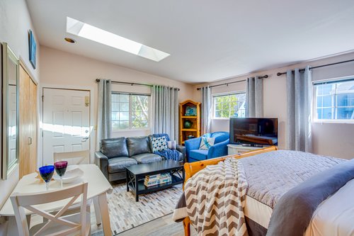 Extra seating and television make this a great room for the kids!