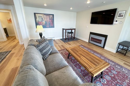Stream your favorite program or just watch the flames dance in the fireplace.