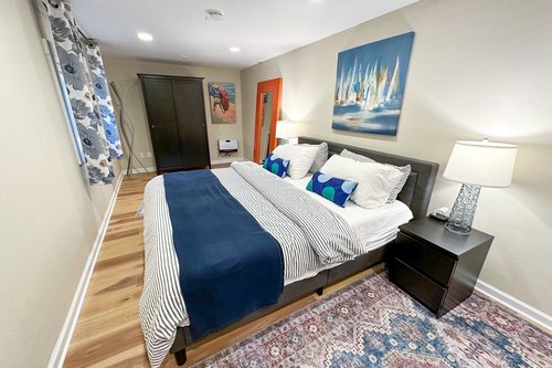 The king bed is perfect for a good nights sleep.