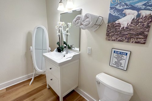 There is a half bath in the hall.